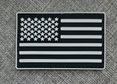 American Stars and Stripes USA schwarz & weiß Flagge Klett 3D PVC Patch