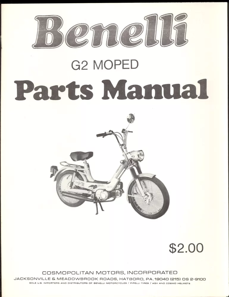 VINTAGE BENELLI G2 MOPED PARTS MANUAL COMOPOLITAN MOTORS eBay