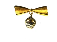 Goldtone & Silvertone Bell Rings With Writing Brooch Unbranded 82515