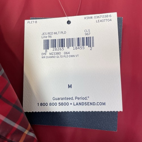 Lands' End Womens Puffer Down Vest Size Med 10-12 Red Tartan Plaid Lightweight - Picture 7 of 10