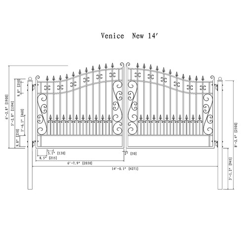 Aleko Venice Style Dual Swing Stahl Einfahrtstor 14 Fuß mit ETL Toröffner - Bild 7 von 12