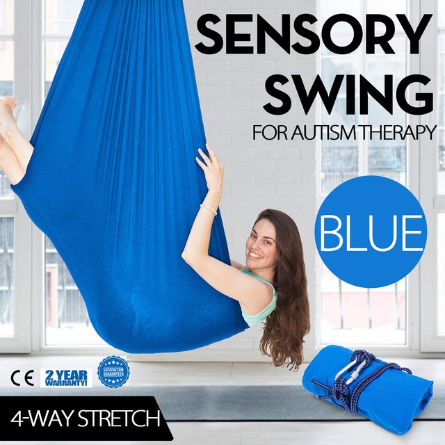 Blue Sensory Swing Chair Hanging Seat For Kids Or Adults Diy Tree Rope Autism