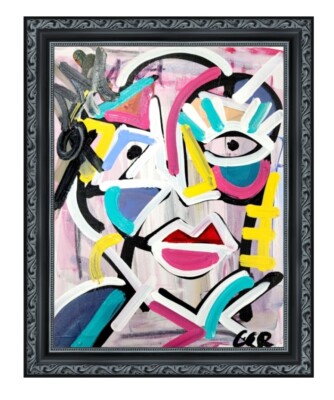 CORBELLIC EXPRESSIONISM 14X11 EYE LASH LADY ABSTRACT ORIGINAL ART MODERN HOME