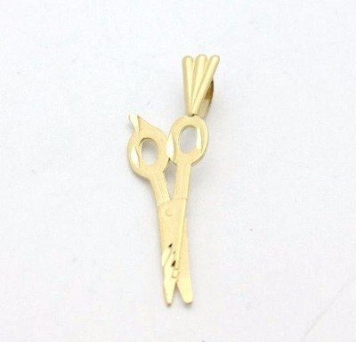 14k Yellow Gold YG Barber Hair Stylist Scissors Pendant Beauty School 0