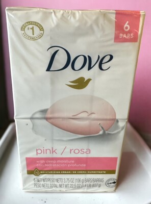 Dove Beauty Pink Rose Deep Moisture Bath Bar Soap 6 Individual 4oz Bars