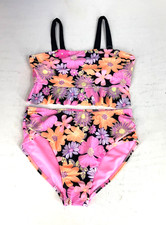 Wonder Nation Girls Large Pink Floral Ruffle 2-Piece Tankini Swimsuit New
