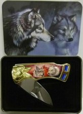 Navaja de bolsillo plegable de colección con lata a juego | Wolf Head CK234RGT