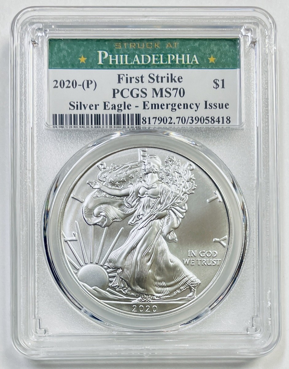 2020-(P) $1 Silver Eagle PCGS MS70 Emergency Issue First Strike