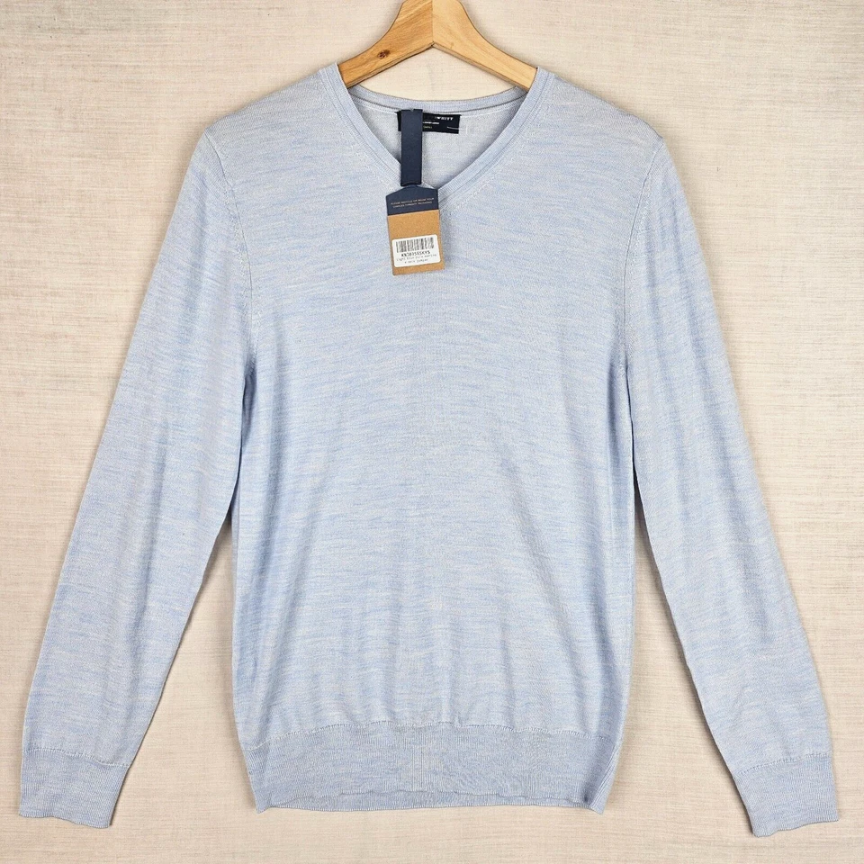 Jersey Charles Tyrwhitt Para Hombres Azul Claro Pura Lana Merino Cuello en V Nuevo con Etiquetas Foto 2 de 4