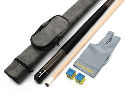 Billard Pool Queueset Cue Set GRAU Queue+Köcher+Handschuh+Kreide Tasche+Kö