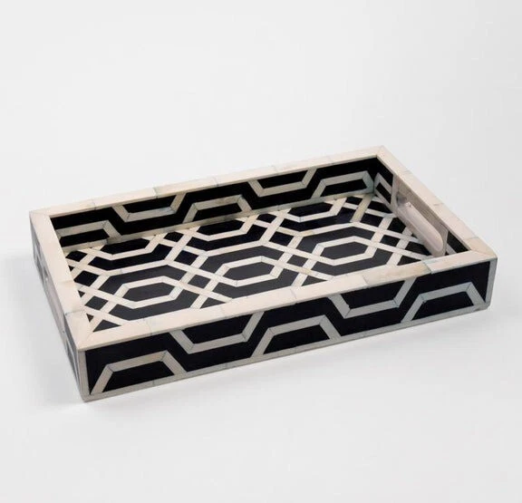 Bone Inlay Tray- Handmade Navy Blue Spider Pattern - Image 4 of 4