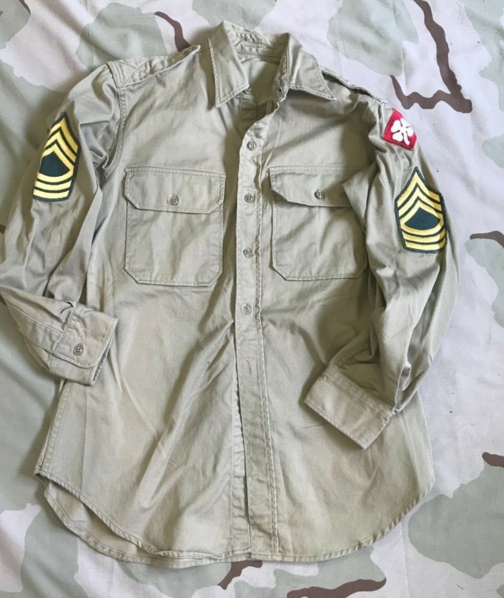 US ARMY SHIRT COTTON UNIFORM TWILL 8.2 OZ QM KHAKI SHADE 1 US ARMY SHIRT COTTON UNIFORM TWILL 8.2 OZ QM KHAKI SHADE 1