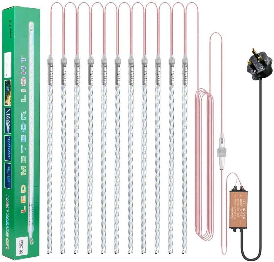 BlueFire Pro Meteor Shower Rain Lights, 50cm 10 Spiral Tubes 540 LEDs