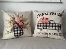 Set of 2 Buffalo Plaid Throw Covers Pillow Cushion Case Farmhouse Home Décor