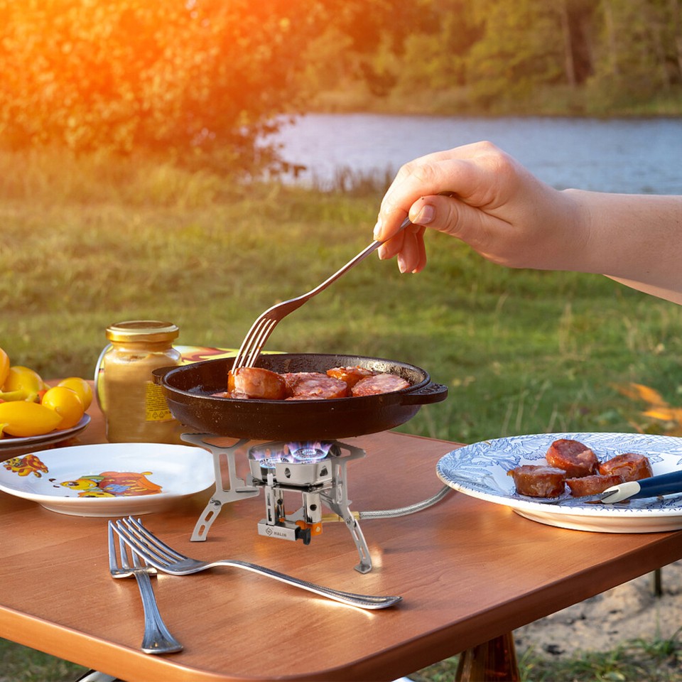 Camp Stove Stainless Steel Camping Gas Stove Backpacking Stove Camping