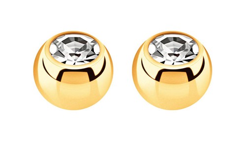 Set 2 Piercing Gioielli Vite Palle Placcato Oro IN 1,6x5mm con Zirconia Crystal - Foto 17 di 36