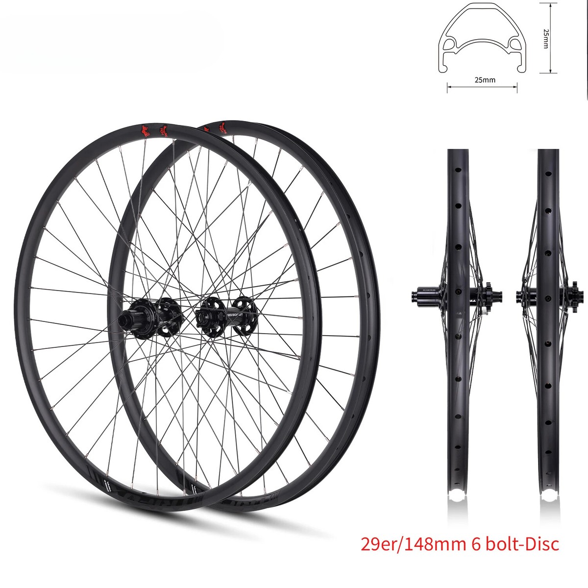 29in MTB Clincher Wheelset Rims/Disc Brake Boost 15X110/12X148mm