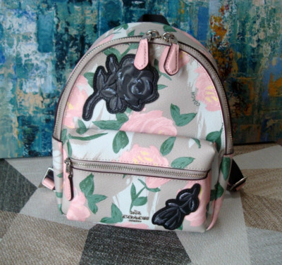 COACH F25869 Camo Rose Mini Charlie Backpack Khaki/Blush Color | eBay