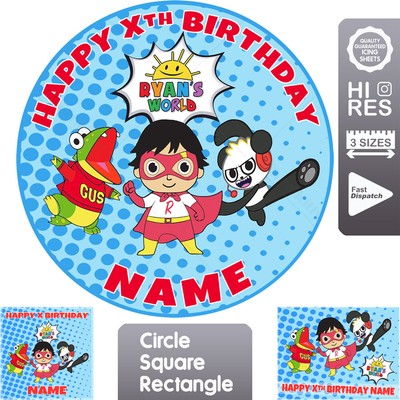 Ryans World Cake Topper Personalised Printed on Icing | eBay