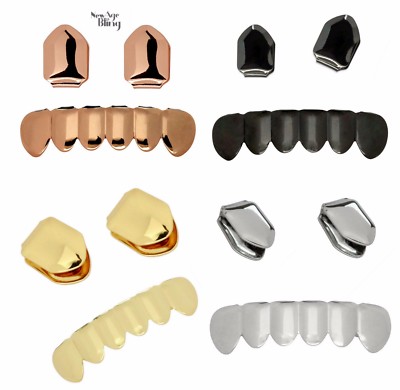 Custom Fit 2pc Single Top + Bottom Teeth Set Gold Plated Grillz