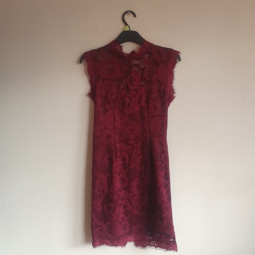 Womens Blue Vanilla Burgundy Red Dress Lace Party Wedding Size UK8 EU36 NEW - Picture 3 of 23