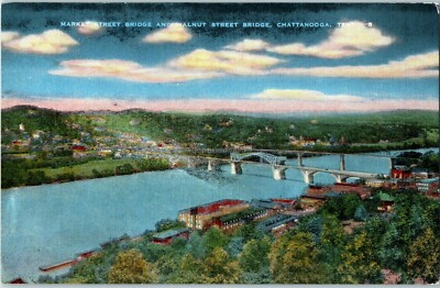 Luftaufnahme Postkarte Market Street & Walnut Street Brücke Chattanooga TN