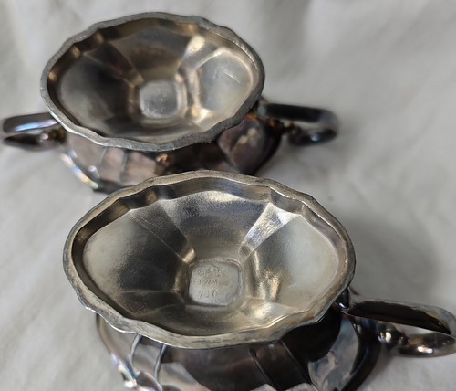 Silver Cream + Sugar Set | Vintage Metal Coffee Service Set | EPWM 4710 - Picture 7 of 11