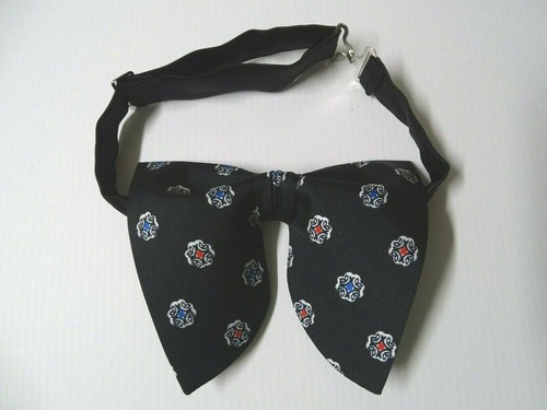 NEW Handmade Oversized Black Satin Bow tie Vintage style 70`s Wedding Prom Gift - Picture 3 of 3