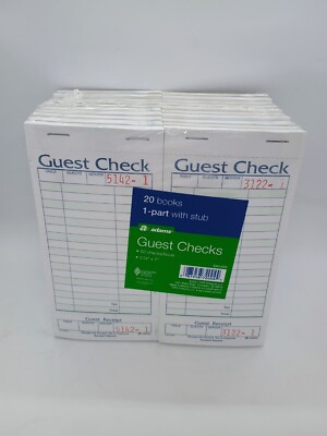 #ad Adams 1 Part Guest Check Books w stubs 3 3 8 x 7 20 Pads 1000 total checks $26.95