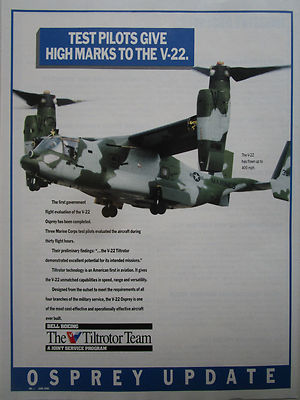 11/1990 PUB BELL BOEING TILTROTOR TEAM V-22 OSPREY MARINES 400MPH ORIGINAL ANZEIGE