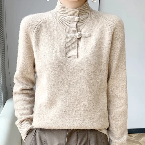 Women Half-high Collar Knitted Basic Sweater Pullover Autumn Winter Soft Top - Bild 3 von 29