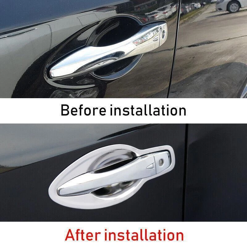 Cubierta de cuenco de puerta lateral exterior de acero cromado 8 piezas para Nissan Altima 2013-2018 Foto 4 de 4