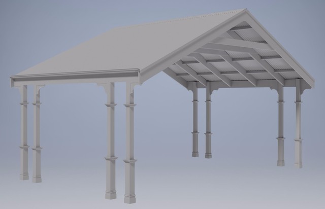 Traditional Heritage Carport Verandah V08 Full Building
