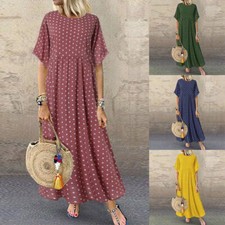 Long Flared Sleeve Summer Maxi Summer Dress Short Women Dress Dot T-Shirt Polka