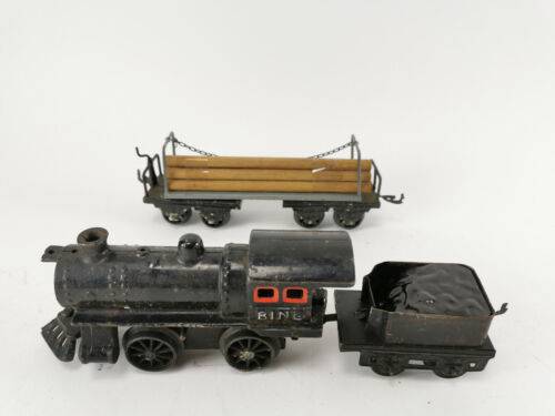 Bing Spur 0 amerikanische Uhrwerklokomotive mit Tender & Wagen - Afbeelding 1 van 8