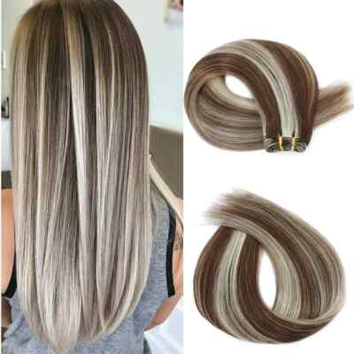Double Weft Sew in Hair Extensions Brazilian Remy Human Hair Weave Bundles 95gr