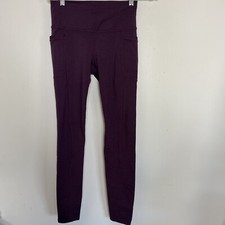 Athleta Small Leggings Long Purple Side Pockets Yoga Athleisure Running Workout