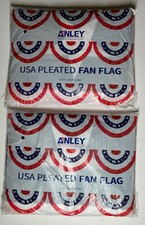Anley USA Pleated Fan Flag 3x6 Feet American US Half Fan Banners 2 Pack 