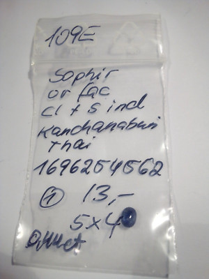 1  Saphir oval facet clean-VS kornblumenblau ca. 5x4 Kanchanaburi Thai 109e