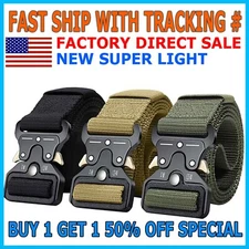 Military Belt Tactical Strap Waistband Quick Release Buckle Black NON-METAL