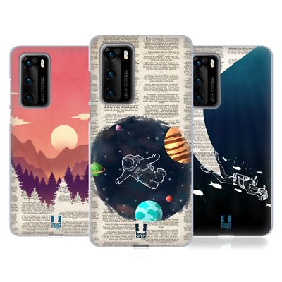 HEAD CASE DESIGNS BOOK PAGE ILLUSTRATIONS SOFT GEL CASE FOR HUAWEI PHONES 4