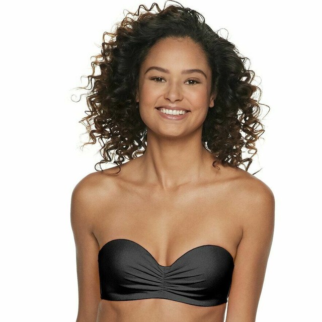 black bandeau swim top
