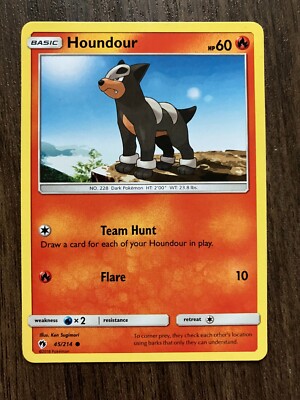 Houndour 45/214 - 2018 Pokemon Lost Thunder Common Card - Ken Sugimori Artwork