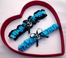 New Turquoise Black Wedding Garter Prom US Navy Nautical Garter Marine Military
