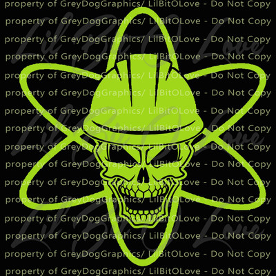 Hardhat Yeti Sized Nuclear Symbol Skull Vinyl Decal Power Plant Sticker Nuke 3''