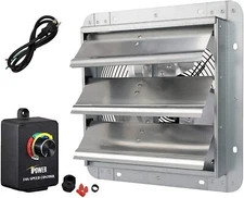 iPower 10 Inch Variable Shutter Exhaust Fan Aluminum with Speed Controller
