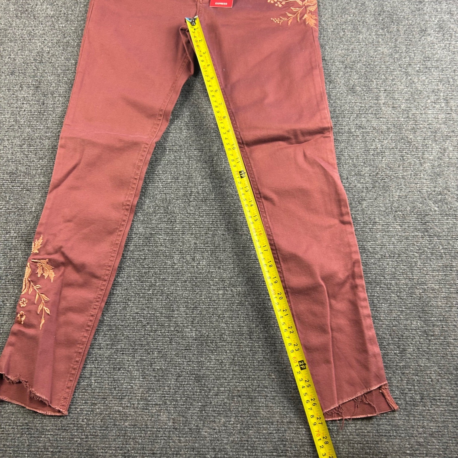 NWT Express Women High Rise Ankle Legging Floral Embroider Raw Hem Rose ...