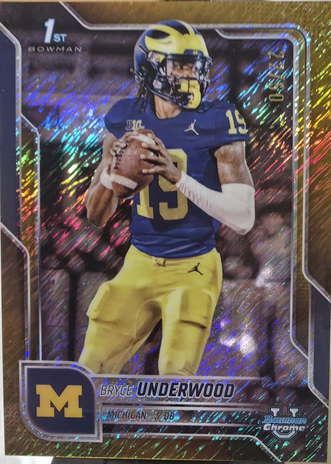 🔥2025 Bowman Chrome U Bryce Underwood 1st Bowman Gold Shimmer /50