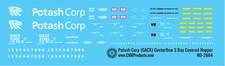 N Scale - Potash Corp (GACX) 3 Bay Centerflow Hopper Decals