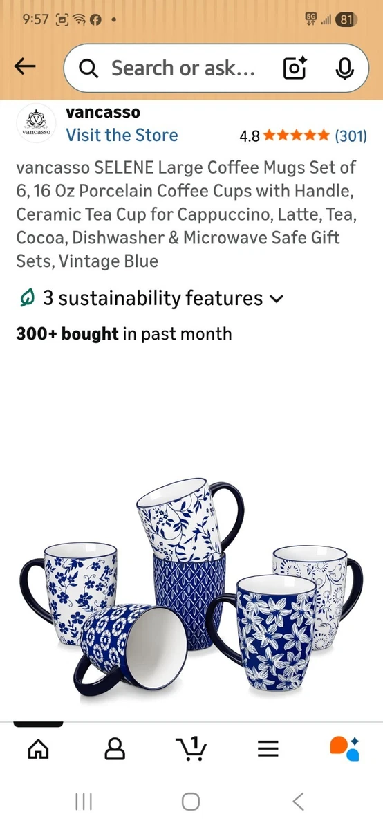 Porcelain Blue Coffee Mug Set Mugs for sale | eBay